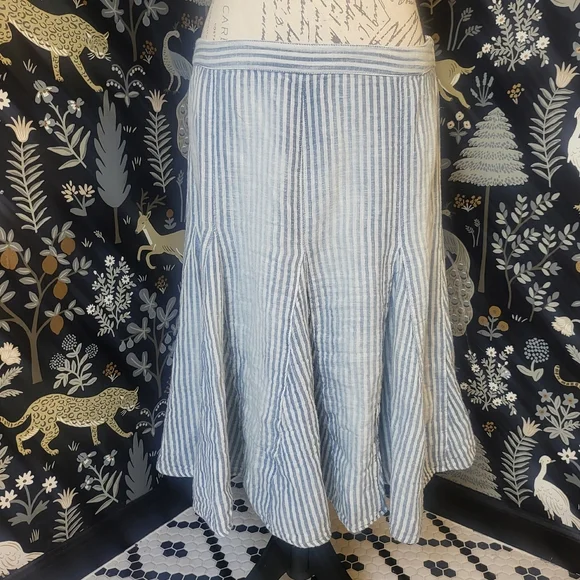 Free People Candace Midi Skirt Blue Stripe Medium - Picture 4 of 10